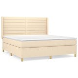 Cumpara ieftin Pat continental cu saltea, crem, 180x200 cm, textil