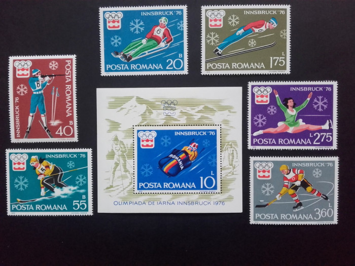 1976 - J.O.de iarna - Innsbruck - serie + colita dantelata - LP901 + LP902