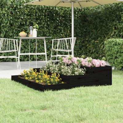 Gossi jardiniera, negru, 107x107x27 cm, lemn masiv de pin foto