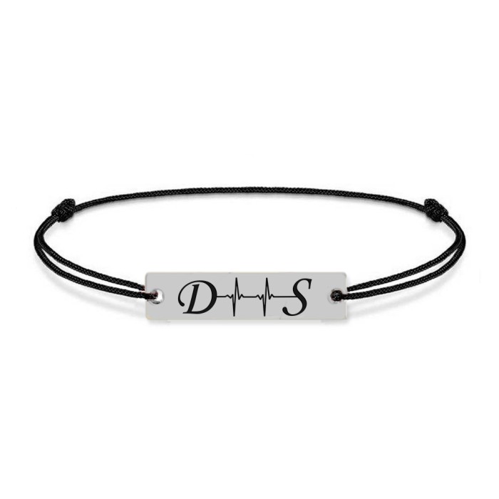Pulse - Bratara din argint personalizata cu initiale si puls