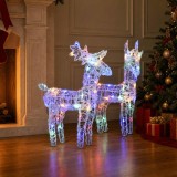 Cumpara ieftin Reni de Craciun, 2 buc., multicolor, 80 LED-uri, acril