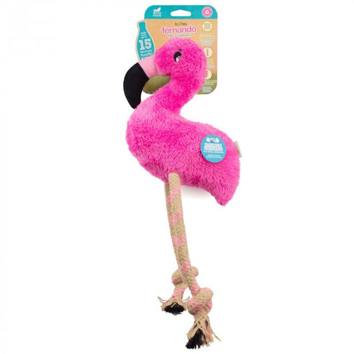 Jucărie pentru c&acirc;ini Beco Dual material - Flamingo Fernando L