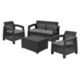 Cumpara ieftin Set de mobilier de grădină Corfu Box set, culoare grafit, cu pernă gri deschis