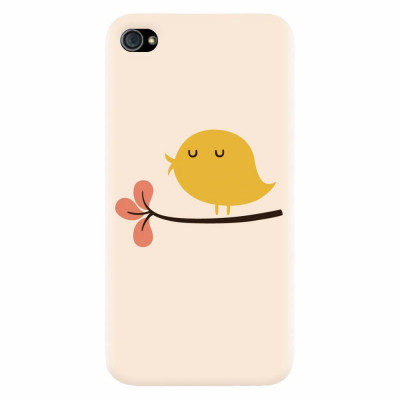 Husa silicon pentru Apple Iphone 4 / 4S, Flat Minimal Cute Bird Illustration foto