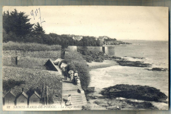 AD 48 C. P. VECHE -SAINT-MARIE-DE-PORNIC -FRANTA -LA PLAGE - CIRCULATA 1917