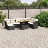 vidaXL Set mobilier de grădină cu perne, 9 piese, negru, poliratan 3270972