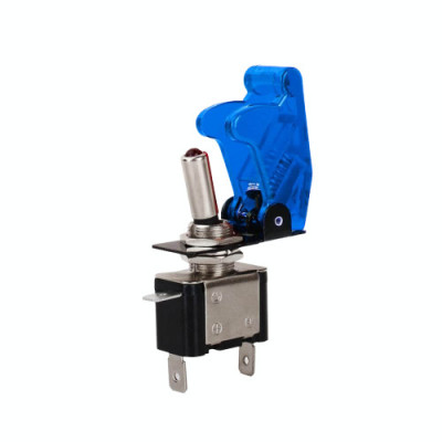Comutator / Intrerupator metalic auto - ON si OFF, capac plastic albastru foto