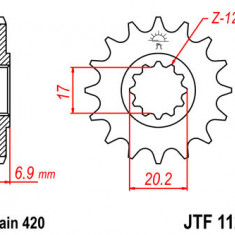 Pinion fata 11 dinti pas lant 420 – Aprilia MX-RS-RX - Beta - CPI - Generic - Motorhispania - Peugeot XP6-XPS - Rieju - Yamaha TZR 2T 50cc