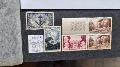 1951-Franta- YT=889,897,898,907 3 set. MNH foto