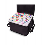 Set 168 bucati Markere TouchFive multicolor, cu 2 capete diverse culori si geanta
