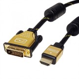 Cablu HDMI la DVI-D Dual Link 24+1 pini T-T GOLD 10m, Roline 11.04.5895