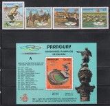 Paraguay 1989 - Jocurile Olimpice - Barcelona, Serie + ​​Colita + Bloc (RAR), SET COMPLET, 4 POZE, MNH