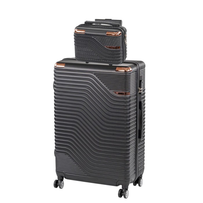 TraveLux Urban V gurul&oacute;s bőr&ouml;nd szett fekete