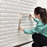 Tapet autoadeziv caramizi albe , 70x77, spuma moale 3 D
