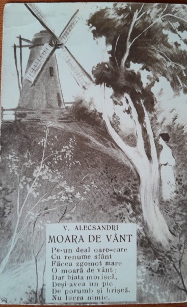 Carte postala, moara de vant, perioada interbelica