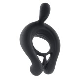 Inel vibrator pentru penis PLAYBOY Triple Play, control cu telecomandă, 9 funcții de vibrație, din silicon, rezistent la apă, negru