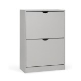 Pantofar KL Carey, 2 usi rabatabile, 4 rafturi, Pal Melaminat, compact, 60x24x83 cm, gri