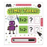Carte de activitati 7+ Times Tables, Caiet de lucru cu creion, pentru varsta 5-8 ani, stergere si rescriere