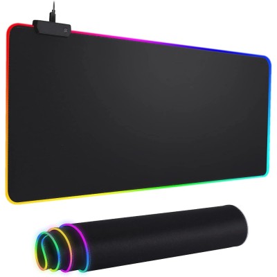 MousePad profesional XXL gaming cu iluminare RGB LUVLU&amp;trade;, 11 moduri de lumini LED, suprafata moale si rezistenta la stropire, baza anti-alunecare cauci foto