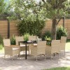 VidaXL Set de masă pentru grădină cu pernă 7 pcs Bej Rattan poli 3379860