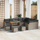 Cumpara ieftin Set de canapele pentru grădină cu pernă 13 pcs Gri Rattan poli