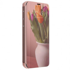 Husa Telefon Flip Book Clear View Huawei P30 Pro Rose Gold