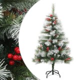 VidaXL Pom Crăciun artificial cu balamale, conuri, fructe roșii 150 cm