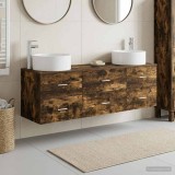 Cumpara ieftin Set dulap baie 3 buc. Stejar fumuriu 161,5 x 44,5 x 80 cm