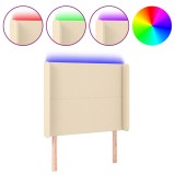 Cumpara ieftin Tablie de pat cu LED, crem, 83x16x118/128 cm, textil