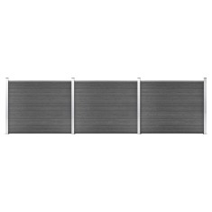 Set panouri gard, 526x146 cm, negru, WPC