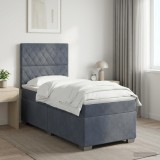 Cumpara ieftin Pat boxspring cu saltea Gri inchis 80 x 200 cm Catifea