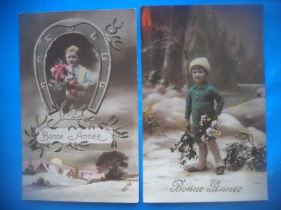 HOPCT 1780 COPII--ROMANTICA-FRANTA-LOT 2 CARTI POSTALE VECHI-CIRCULATE foto