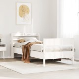 VidaXL Cadru de pat fără saltea, alb, 90x200 cm, lemn masiv pin
