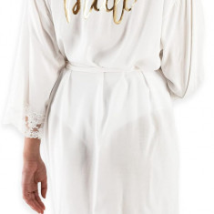 Rochie de nuntă pentru mireasă rty | Bumbac alb de pregătire Robă cu detalii de