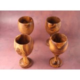 Set 4 buc pahare vin din lemn de măslin