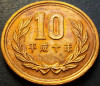 Moneda exotica 10 YENI - JAPONIA, anul 1998 *cod 2398 C = HEISEI, Asia