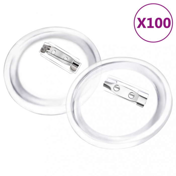 Set de ecusoane cu ac, 100 seturi, 58 mm, acril