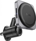 Suport Auto Hoco HW15 Magnetic Incarcare Wireless cu prindere grila ventilatie, Negru