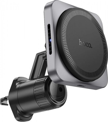 Suport Auto Hoco HW15 Magnetic Incarcare Wireless cu prindere grila ventilatie, Negru foto