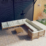 Set mobilier relaxare gradina perne 11piese lemn pin maro miere GartenMobel Dekor, vidaXL
