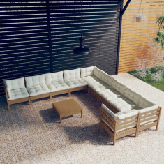 Set mobilier relaxare gradina perne 11piese lemn pin maro miere GartenMobel Dekor foto