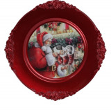 Platou Santa w cats in xmas socks, &Oslash;33 cm, polipropilena, rosu, Excellent Houseware