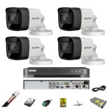 Sistem supraveghere 4 camere Hikvision 8MP, 2.8mm, IR 30m, DVR 4 canale 8MP, accesorii, hard disk SafetyGuard Surveillance