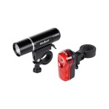 Set Lumini LED Bicicleta Fata 3W + Stop Spate, 2 Functii, Rezistenta la Apa, Baterii AAA