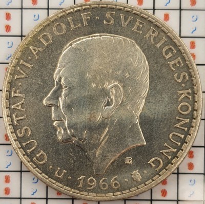 Suedia 5 coroane kronor 1966 argint - Constitutional Reform - km 839 - A006 foto