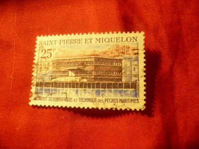 Timbru Saint Pierre et Miquelon 1969- Inst. Pescuit Maritim val.25fr stamp foto