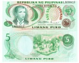 Filipine 5 Piso 1970, P-153b, UNC, Bancnota Filipineza