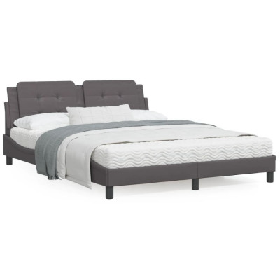 vidaXL Cadru de pat cu tăblie, gri, 160x200 cm, piele ecologică foto