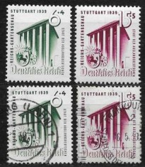 Bloc 4 Timbre Complet 4 Timbre Germania Al Treilea Reich 1939 Expoziția Horticolă Stuttgart (Neștampilat + Ștampilat) - A007