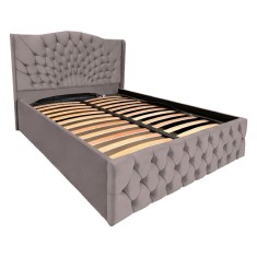 Pat Matrimonial Elsa tapitat cu somiera rabatabila diverse dimensiuni, culoare cappuccino - 140x200 foto